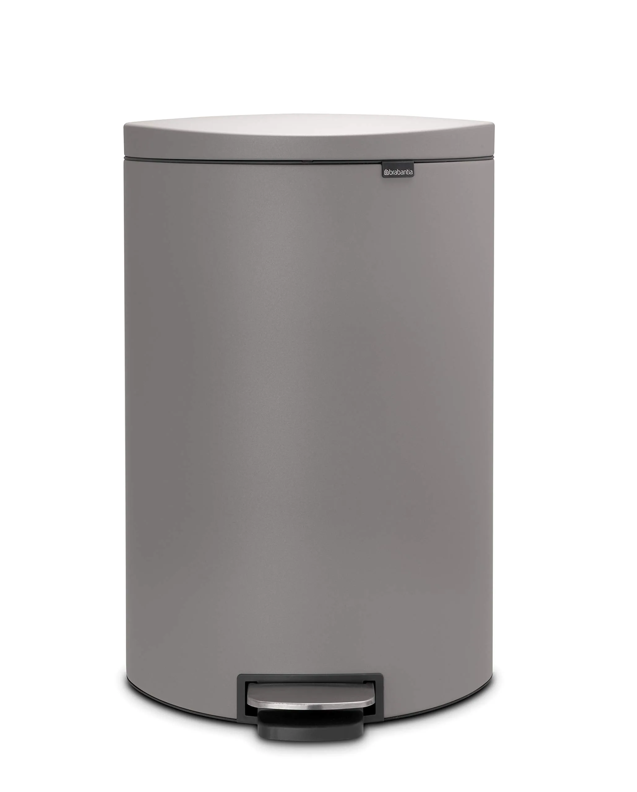 Brabantia Flatback Pedal Bin, 40 Liters, Soft Closing - Mineral Concrete Gray