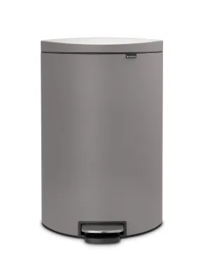 Brabantia Flatback Pedal Bin, 40 Liters, Soft Closing - Mineral Concrete Gray