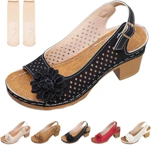 Buckled Square Heel Sandals for Women, Womens Peep Toe Slingback Low Chunky Heeled Dress Sandals Wedge Shoes Dressy