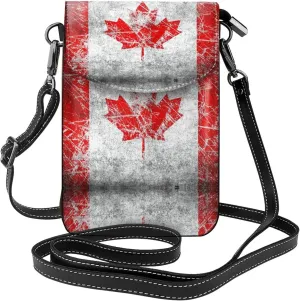 Canada Flag Lightweight Small Crossbody Bags Cell Phone Purses Travel Pouch Shoulder Bag For Women, Black