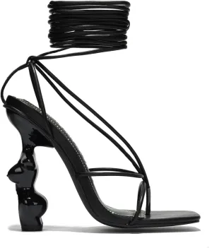 Cape Robbin Women's Davida Strappy Lace Up Square Toe Body Shape Heel Sandals Heels