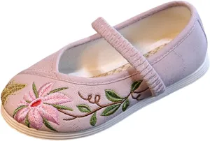 Children's Traditional Embroidered Shoes Hanfu Shoes Toddlers Girls Performance Dance Flat Bottomed Shoes