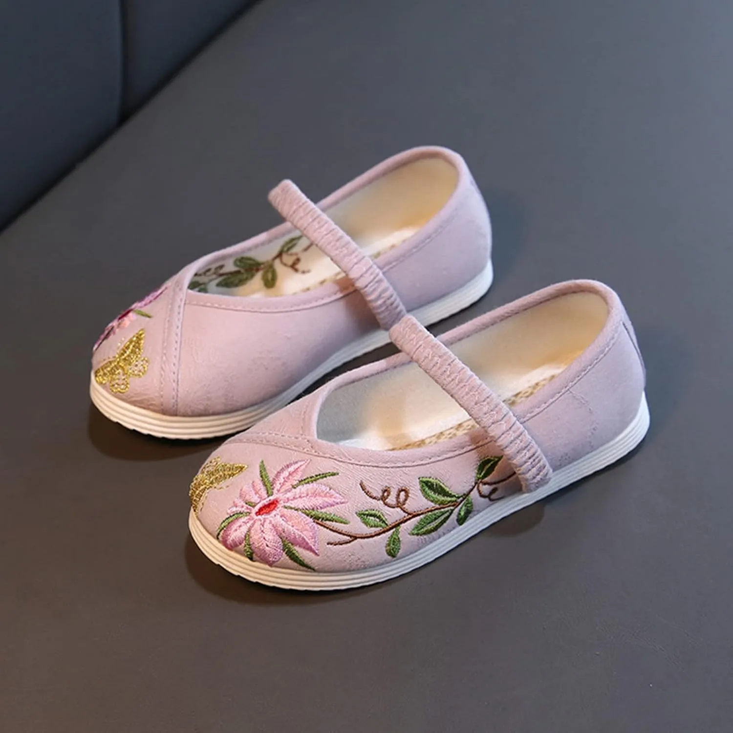 Children's Traditional Embroidered Shoes Hanfu Shoes Toddlers Girls Performance Dance Flat Bottomed Shoes