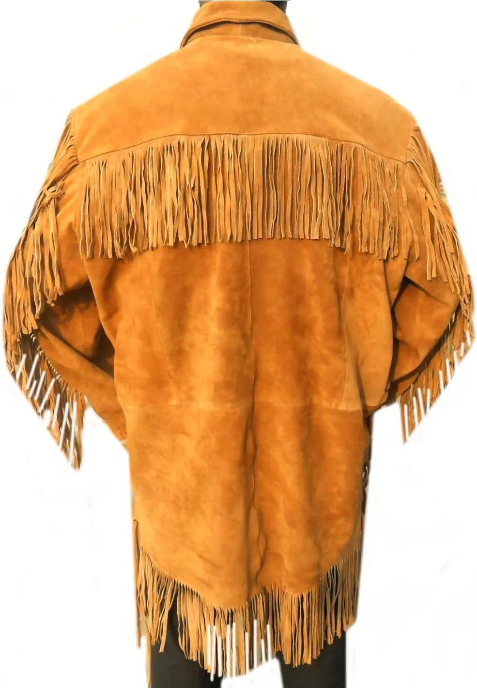 Classyak Western Leather Long Coat Fringed, Premiere Suede Leather Xs-5xl