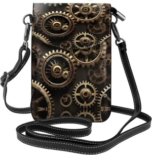 Cool Steampunk Gears Crossbody Bag For Women Leather Cellphone Shoulder Purses Fashion Travel Designer Wallet