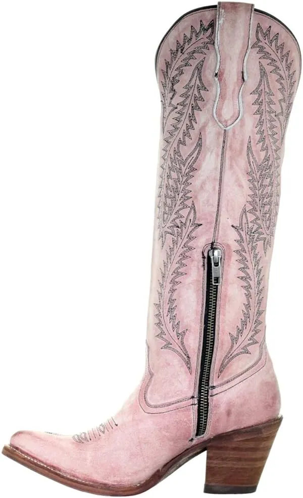CORRAL LADIE'S ROSE EMBROIDERY TALL TOP, SNIP TOE, LEATHER SOLE, URBAN, E1447
