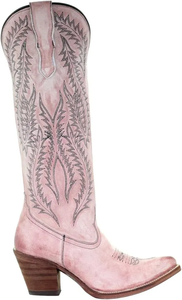 CORRAL LADIE'S ROSE EMBROIDERY TALL TOP, SNIP TOE, LEATHER SOLE, URBAN, E1447