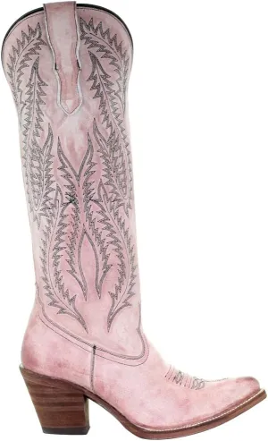 CORRAL LADIE'S ROSE EMBROIDERY TALL TOP, SNIP TOE, LEATHER SOLE, URBAN, E1447