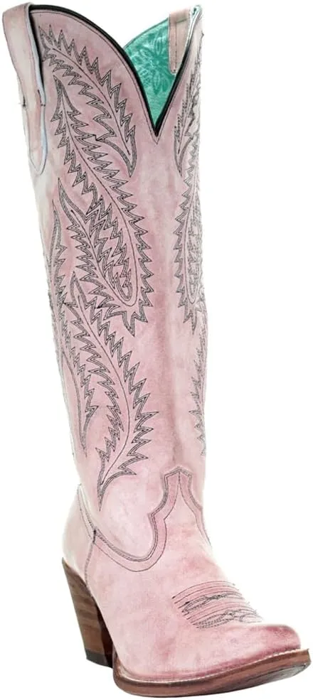 CORRAL LADIE'S ROSE EMBROIDERY TALL TOP, SNIP TOE, LEATHER SOLE, URBAN, E1447