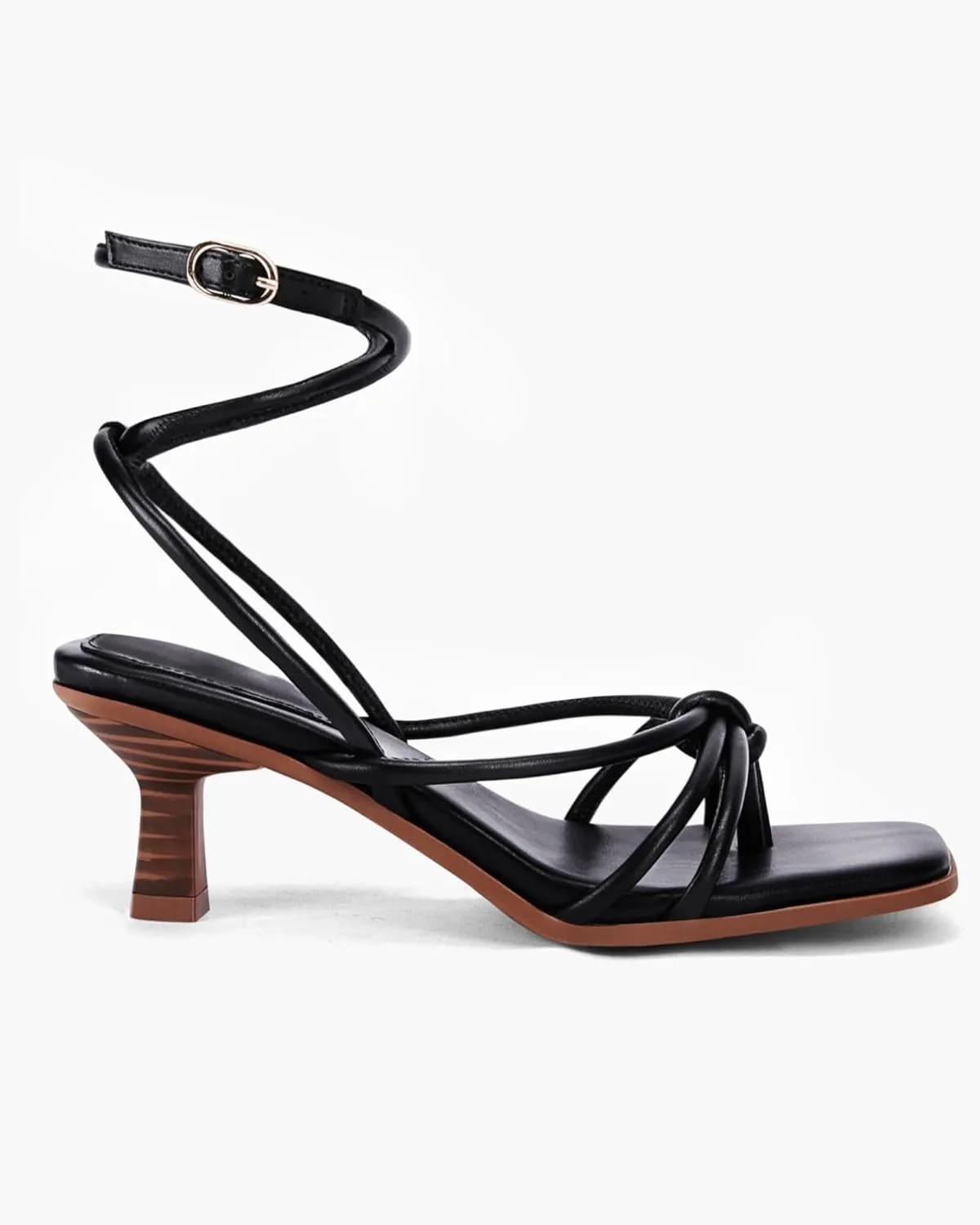 Coutgo Womens Strappy Heels Sandals Thong Gladiator Square Open Toe Low Kitten Heeled Criss Cross Ankle Strap Summer Dress Wedding Shoes