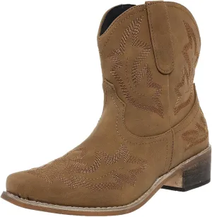 Cowboy Boots for Women Ankle Cowgirl Western Booties Stitched Embroidered Pointed Toe Classic Short Boots
