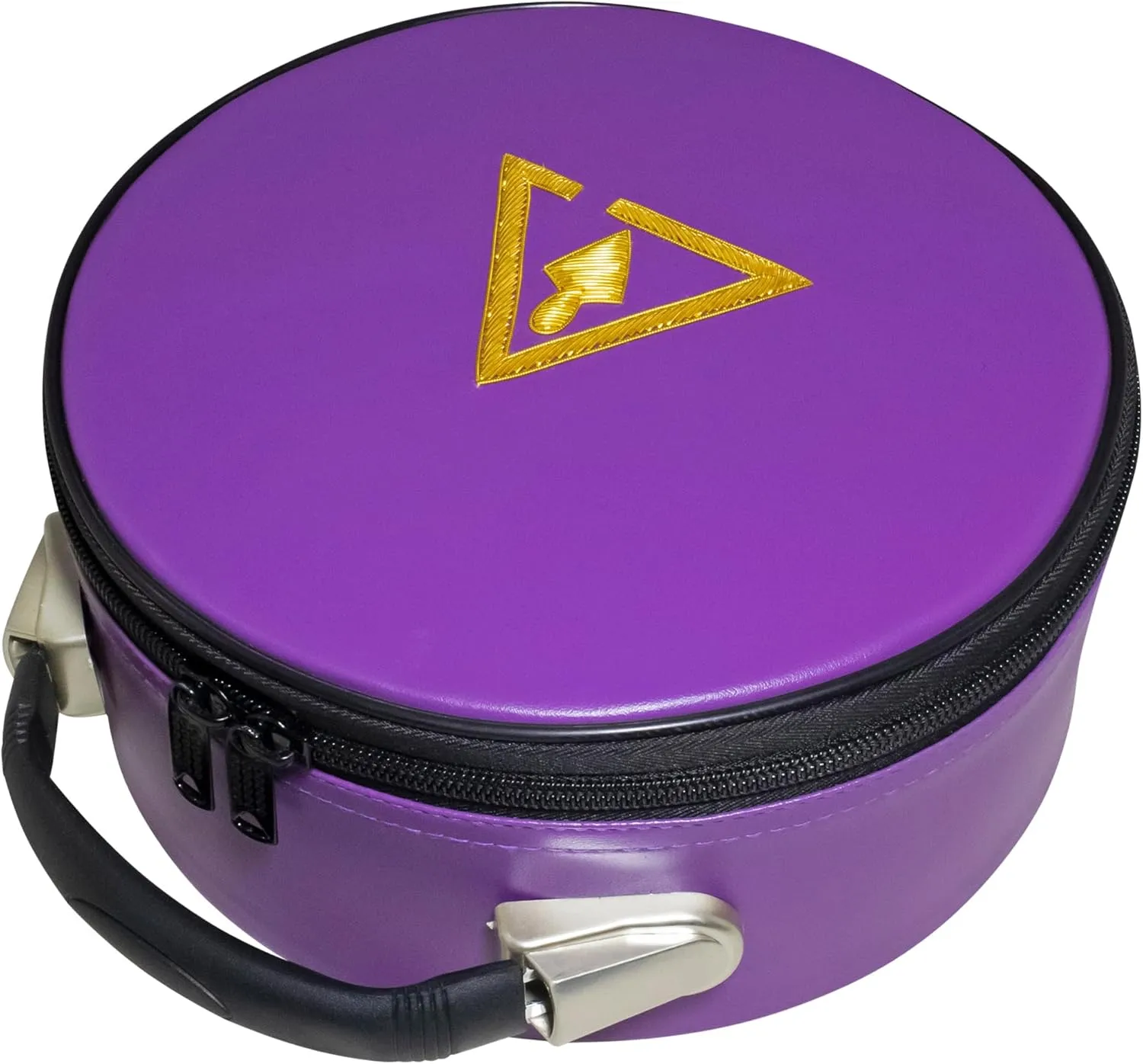 Cryptic Masonic Royal and Select Master Crown Cap Case Purple, Embroidered R&S Emblem | Freemason Hat Carrying Box