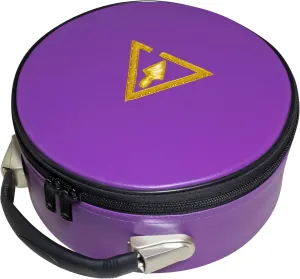 Cryptic Masonic Royal and Select Master Crown Cap Case Purple, Embroidered R&S Emblem | Freemason Hat Carrying Box