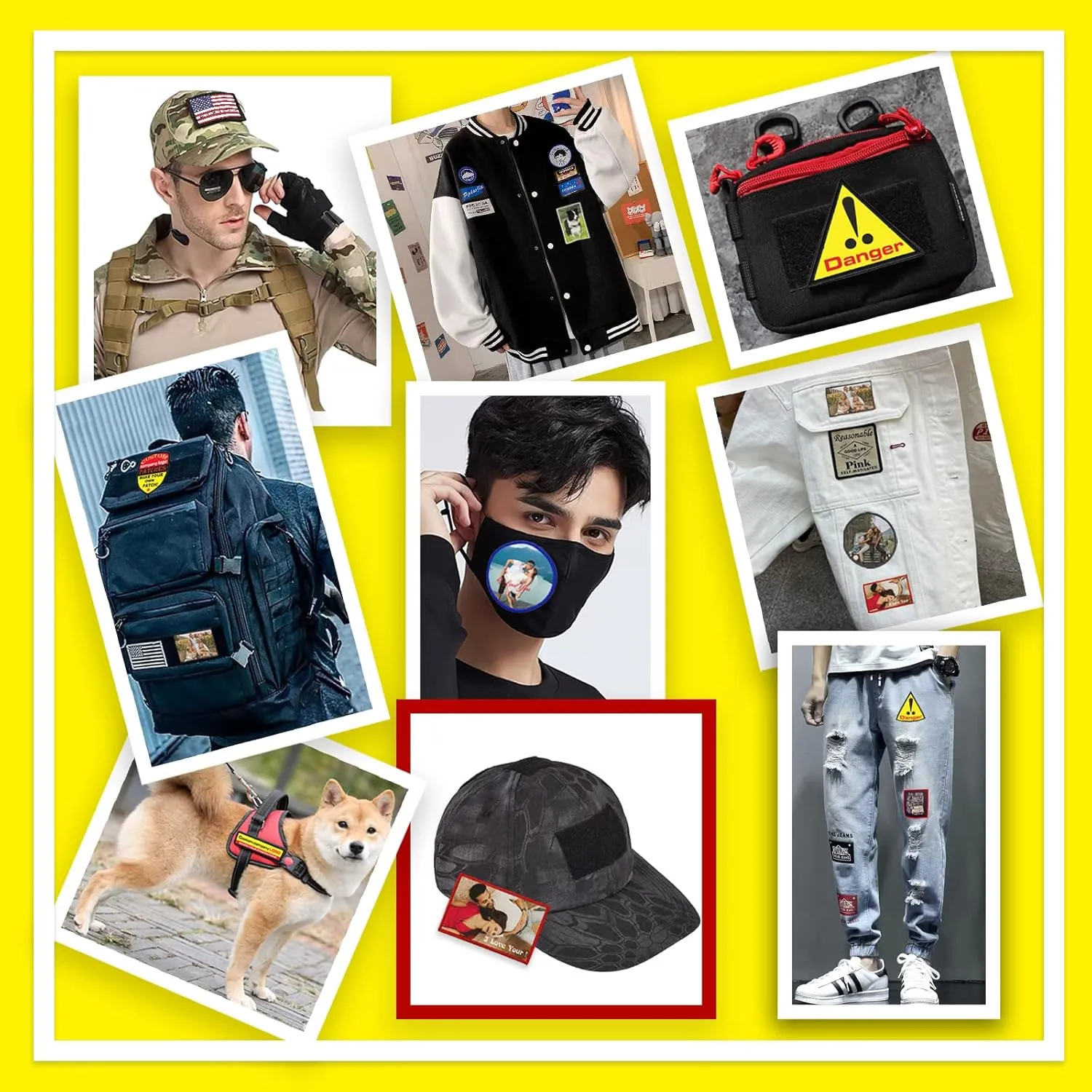 Custom Patches Personalized Name Patch with Merrowed Edge Sew On Iron On Hook and Loop Add Your Photo/Logo/Text for Clothing Jackets Caps Dog Harness-Shield 3.1"x4"-2PCS