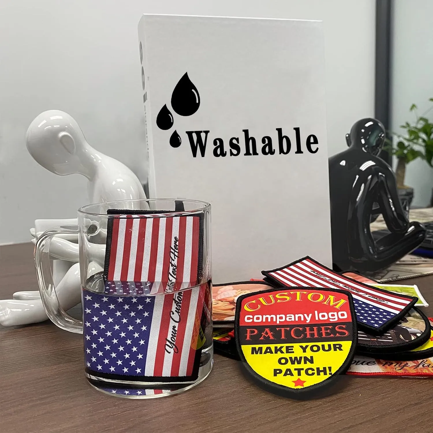 Custom Patches Personalized Name Patch with Merrowed Edge Sew On Iron On Hook and Loop Add Your Photo/Logo/Text for Clothing Jackets Caps Dog Harness-Shield 3.1"x4"-2PCS