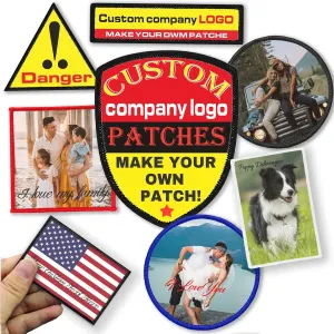 Custom Patches Personalized Name Patch with Merrowed Edge Sew On Iron On Hook and Loop Add Your Photo/Logo/Text for Clothing Jackets Caps Dog Harness-Shield 3.1"x4"-2PCS