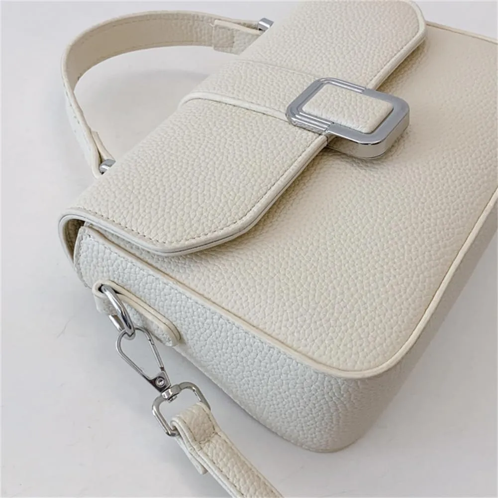 Cute PU Leather Corssbody Bag Small Square Shoulder Bag Versatile Purse Top Handle Satchel