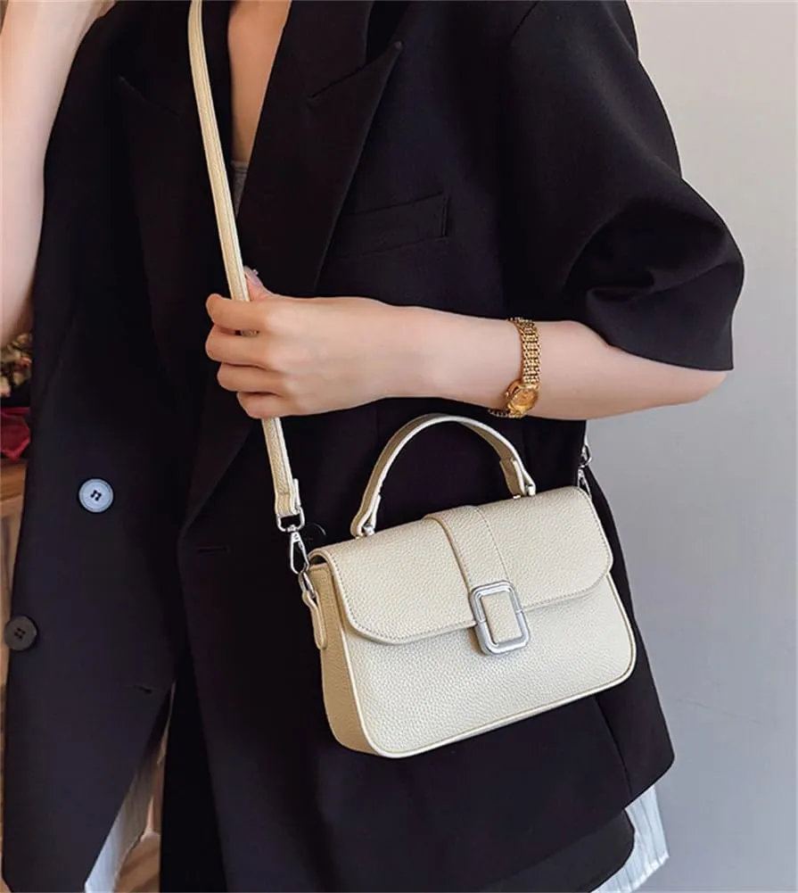 Cute PU Leather Corssbody Bag Small Square Shoulder Bag Versatile Purse Top Handle Satchel
