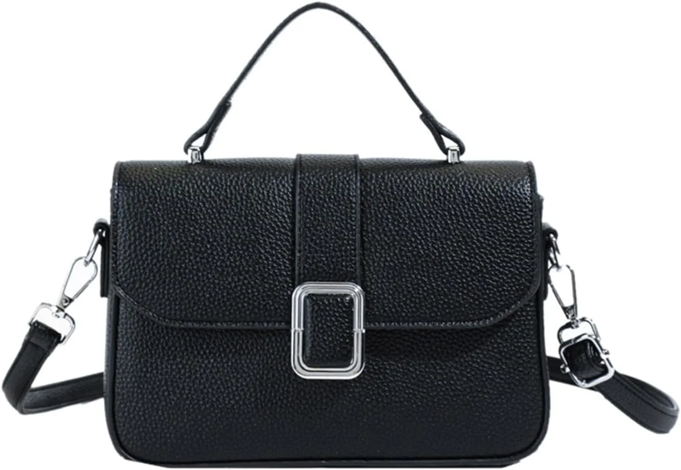 Cute PU Leather Corssbody Bag Small Square Shoulder Bag Versatile Purse Top Handle Satchel