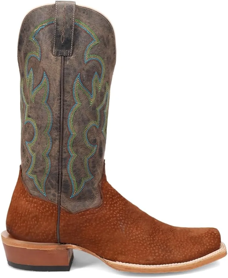 Dan Post Boots Mens Cappy Carpincho Embroidered Square Toe Pull On Dress Boots Mid Calf - Brown