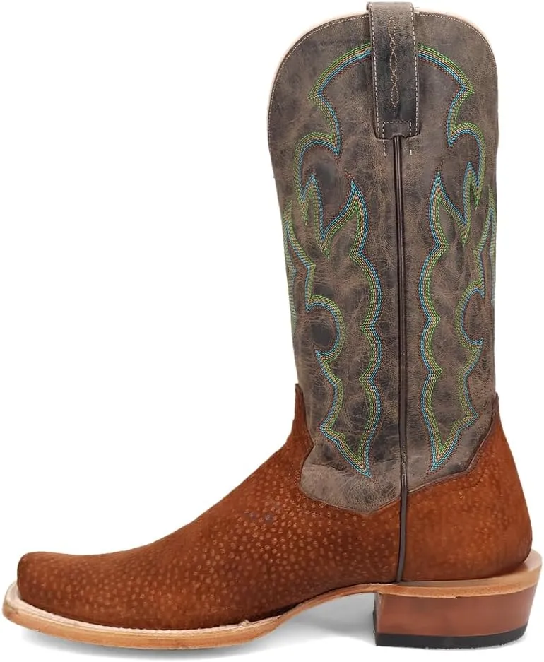 Dan Post Boots Mens Cappy Carpincho Embroidered Square Toe Pull On Dress Boots Mid Calf - Brown