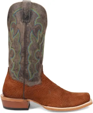Dan Post Boots Mens Cappy Carpincho Embroidered Square Toe Pull On Dress Boots Mid Calf - Brown