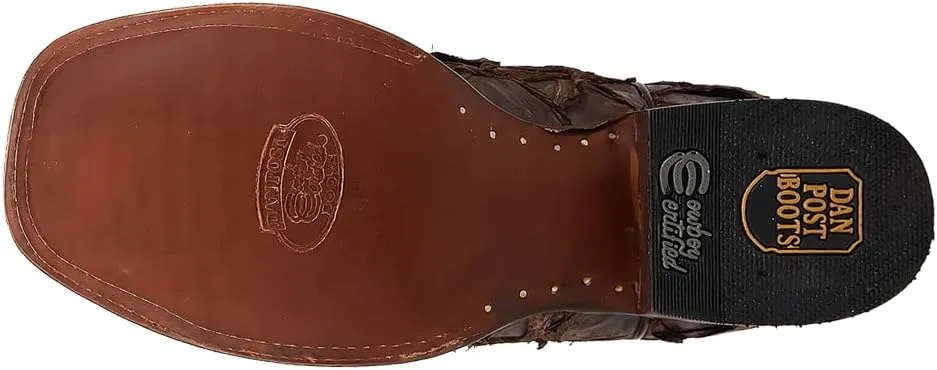 Dan Post Boots Mens Raymond Pirarucu Embroidered Square Toe Pull On Dress Boots Mid Calf - Brown