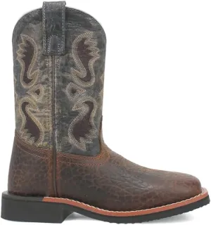 Dan Post Kids Boys Creek Embroidered Square Toe Mid Calf - Brown