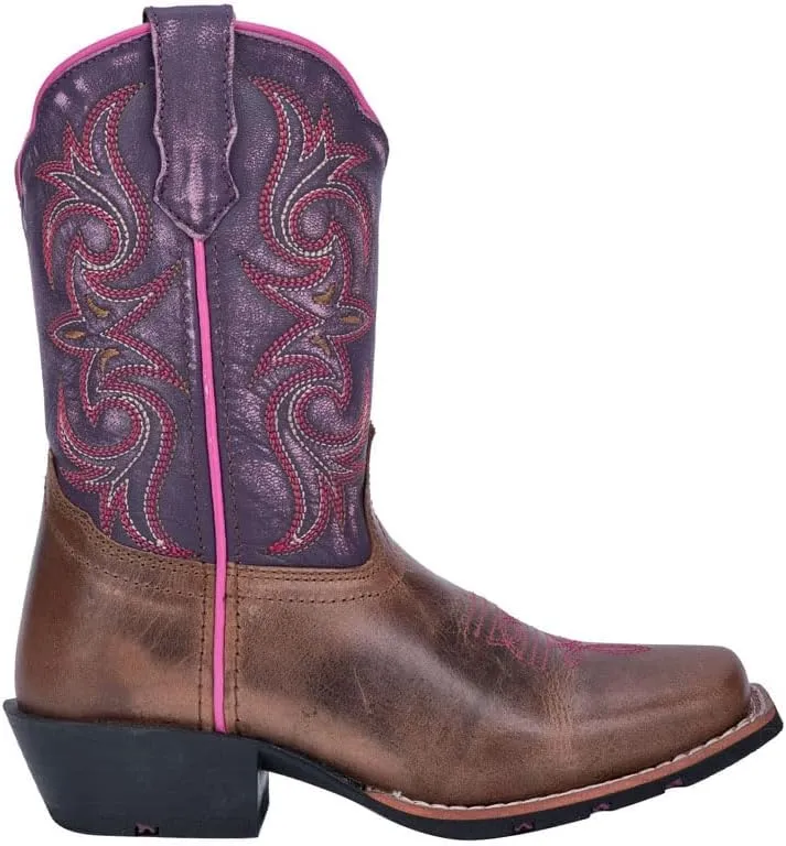 Dan Post Kids Boys Rascal Embroidered Square Toe Casual Boots Mid Calf - Brown