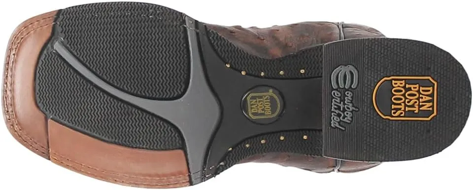 Dan Post Mens Dillinger Full Quill Ostrich Embroidered Square Toe Pull On Dress Boots Mid Calf - Brown