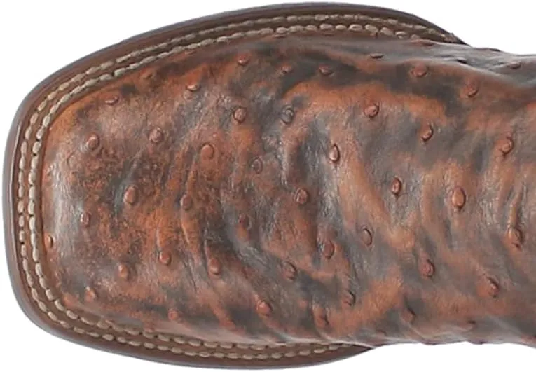 Dan Post Mens Dillinger Full Quill Ostrich Embroidered Square Toe Pull On Dress Boots Mid Calf - Brown