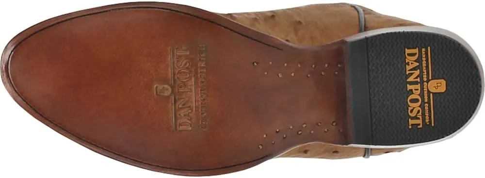 Dan Post Mens Gehrig Ostrich Embroidered Round Toe Pull On Dress Boots Mid Calf - Brown