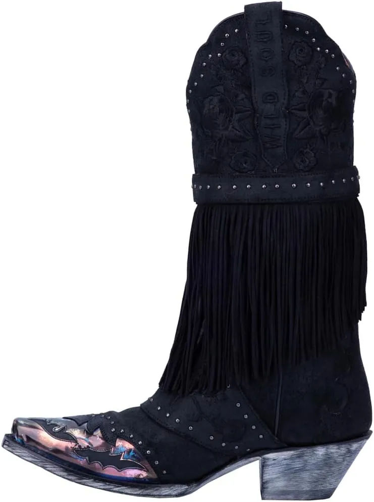 Dan Post Womens Bed Of Roses Snip Toe Casual Boots Mid Calf Mid Heel 2-3" - Black