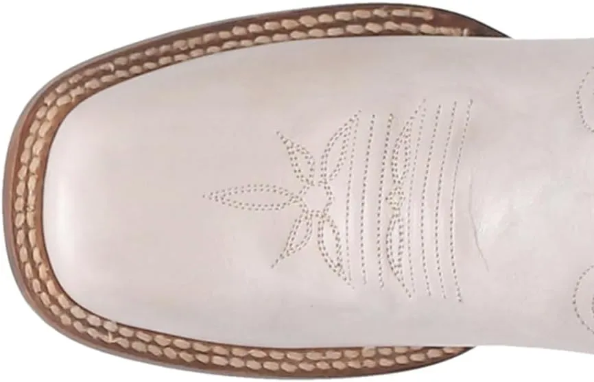 Dan Post Womens Sugar Embroidered Square Toe Pull On Casual Boots Mid Calf Low Heel 1-2" - White