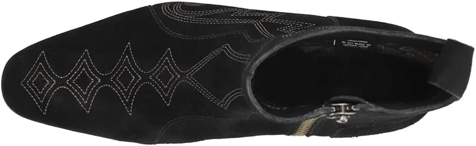 Dingo Mens Brooks Embroidered Round Toe Pull On Casual Boots Ankle - Black