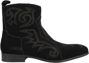 Dingo Mens Brooks Embroidered Round Toe Pull On Casual Boots Ankle - Black