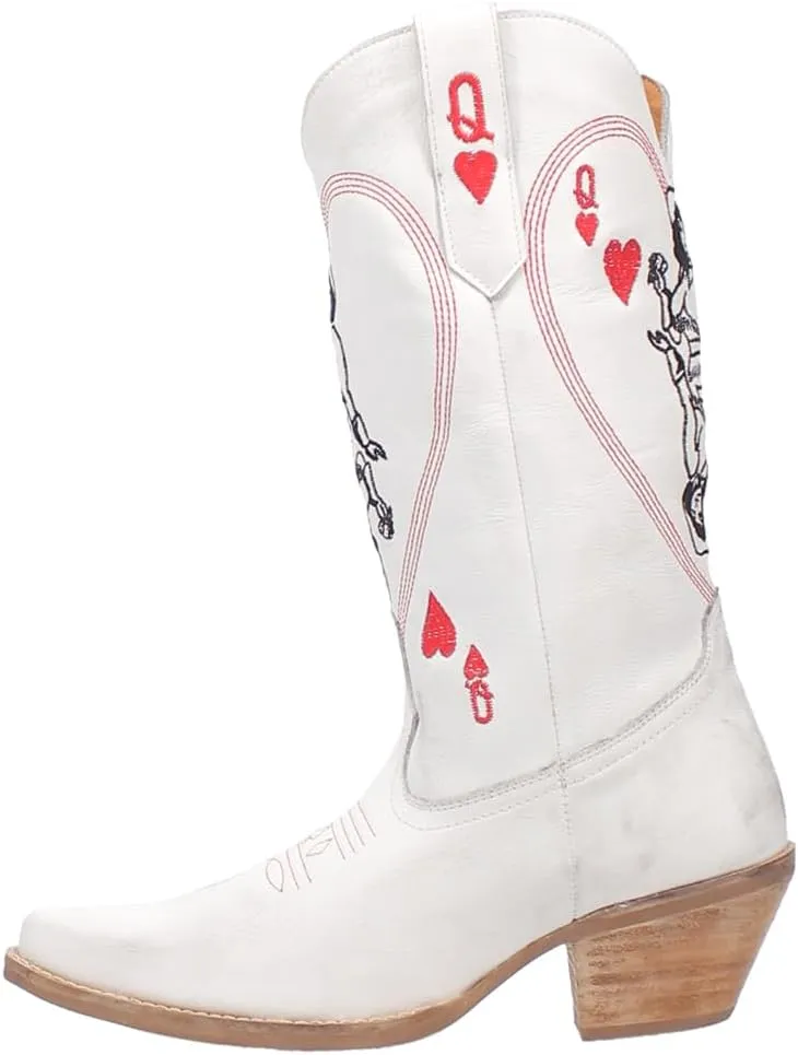 Dingo Womens Queen A Hearts Round Toe Embroidered Casual Boots Mid Calf Mid Heel 2-3" - Black