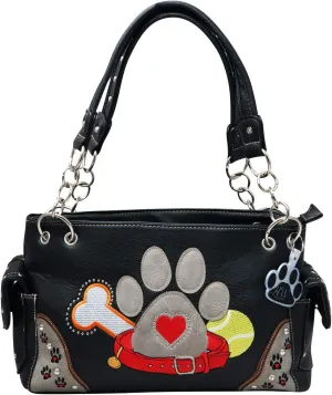 Dog Paw Print Handbag Women Shoulder Purse Western Style