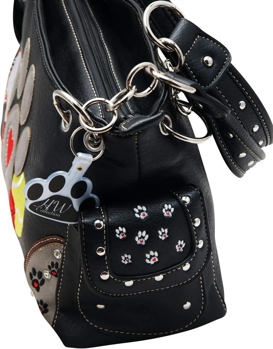 Dog Paw Print Handbag Women Shoulder Purse Western Style