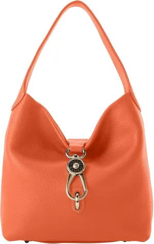 Dooney & Bourke Handbag, Pebble Grain Small Logo Lock Sac Shoulder Bag - Coral