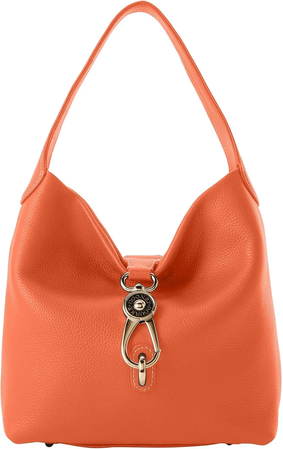 Dooney & Bourke Handbag, Pebble Grain Small Logo Lock Sac Shoulder Bag - Coral