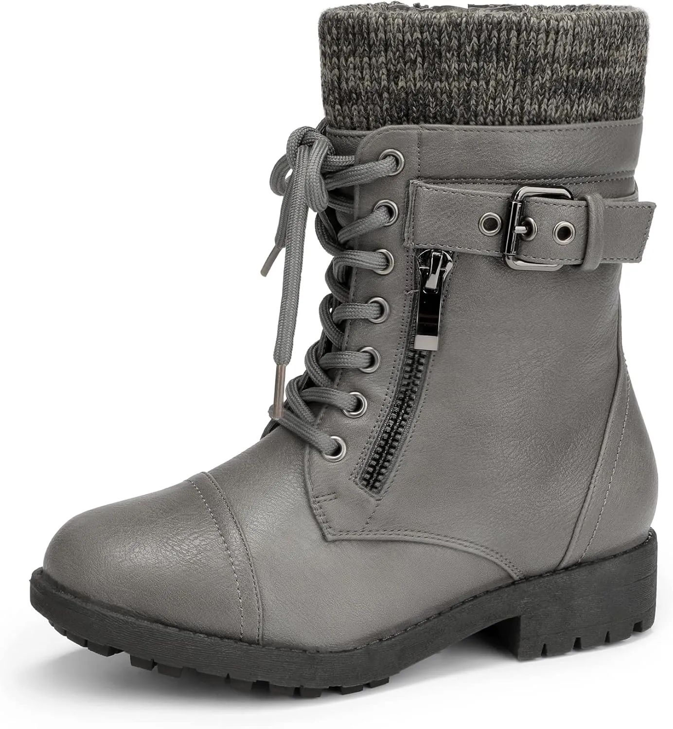 DREAM PAIRS Girl's Mid Calf Combat Ankle Lace up Boots