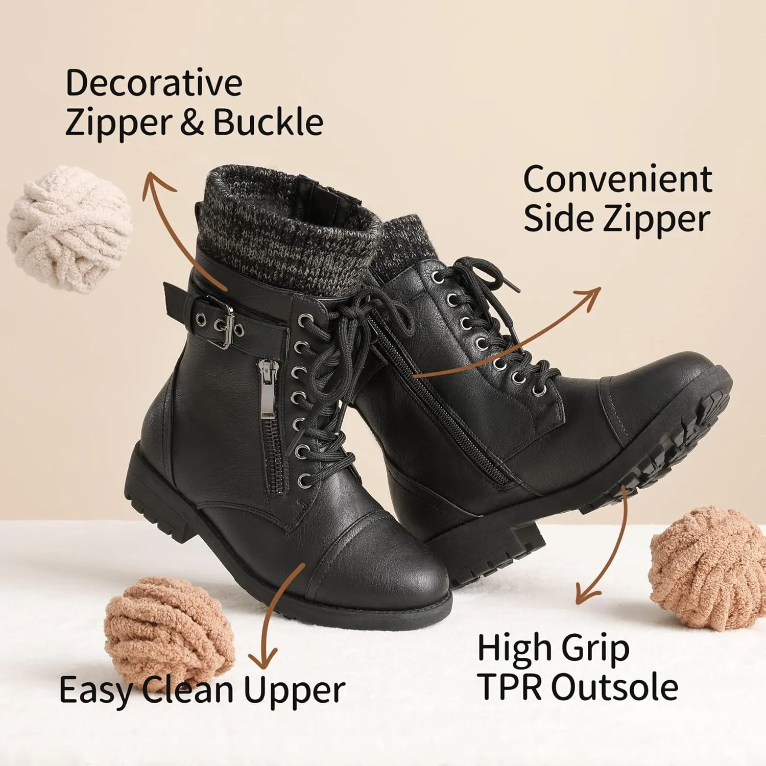 DREAM PAIRS Girl's Mid Calf Combat Ankle Lace up Boots