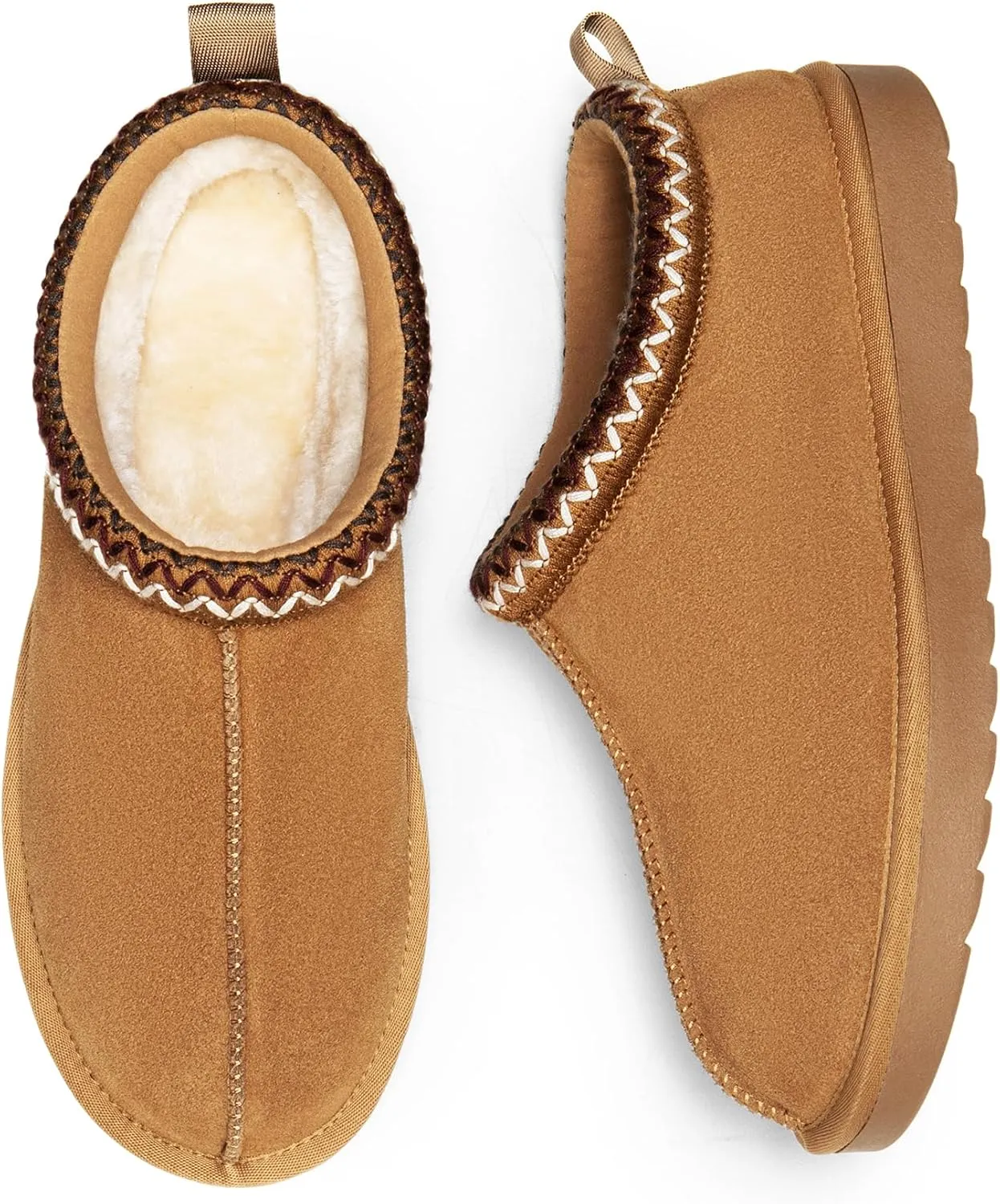 DREAM PAIRS Women's Fuzzy Cozy Slippers Genuine Suede Indoor Outdoor Fluffy Home Comfy Winter Slip On Cute Warm Memory Foam Furry Shoes FuzzyEasy