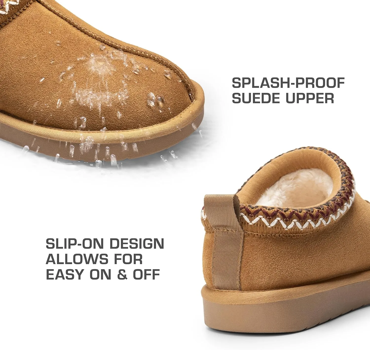 DREAM PAIRS Women's Fuzzy Cozy Slippers Genuine Suede Indoor Outdoor Fluffy Home Comfy Winter Slip On Cute Warm Memory Foam Furry Shoes FuzzyEasy
