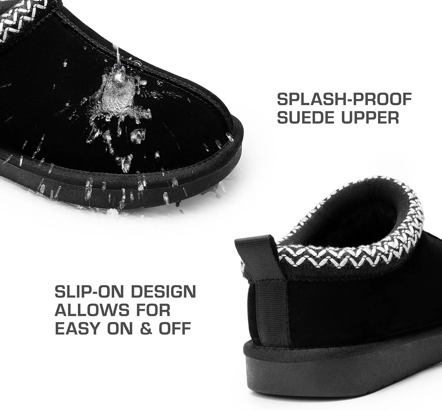 DREAM PAIRS Women's Fuzzy Cozy Slippers Genuine Suede Indoor Outdoor Fluffy Home Comfy Winter Slip On Cute Warm Memory Foam Furry Shoes FuzzyEasy