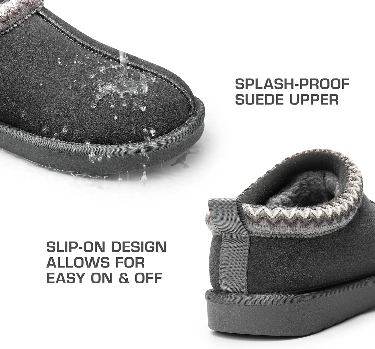 DREAM PAIRS Women's Fuzzy Cozy Slippers Genuine Suede Indoor Outdoor Fluffy Home Comfy Winter Slip On Cute Warm Memory Foam Furry Shoes FuzzyEasy
