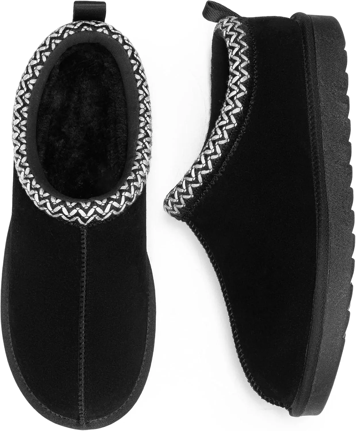 DREAM PAIRS Women's Fuzzy Cozy Slippers Genuine Suede Indoor Outdoor Fluffy Home Comfy Winter Slip On Cute Warm Memory Foam Furry Shoes FuzzyEasy