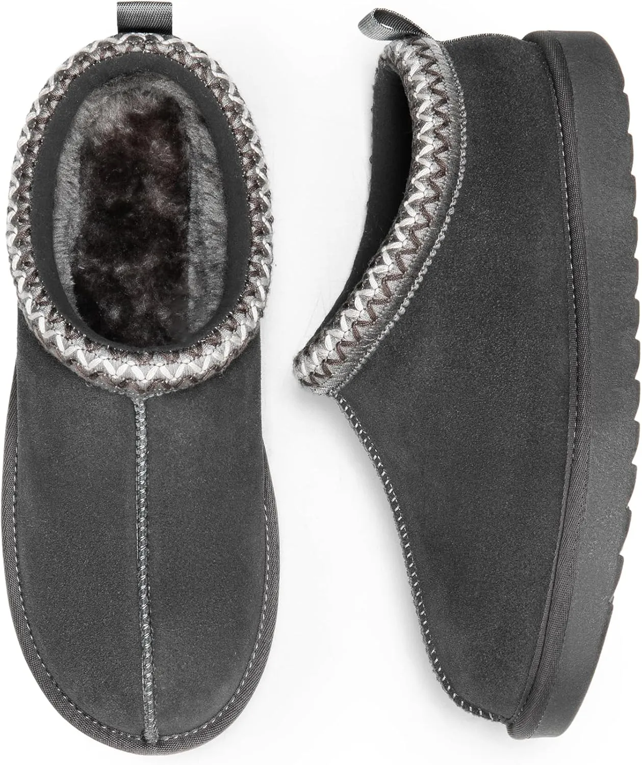 DREAM PAIRS Women's Fuzzy Cozy Slippers Genuine Suede Indoor Outdoor Fluffy Home Comfy Winter Slip On Cute Warm Memory Foam Furry Shoes FuzzyEasy