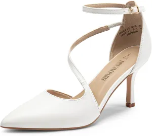 DREAM PAIRS Women's High Heels Strappy Pumps Closed Pointed Toe Stiletto Ankle Strap Party Dress Shoes
